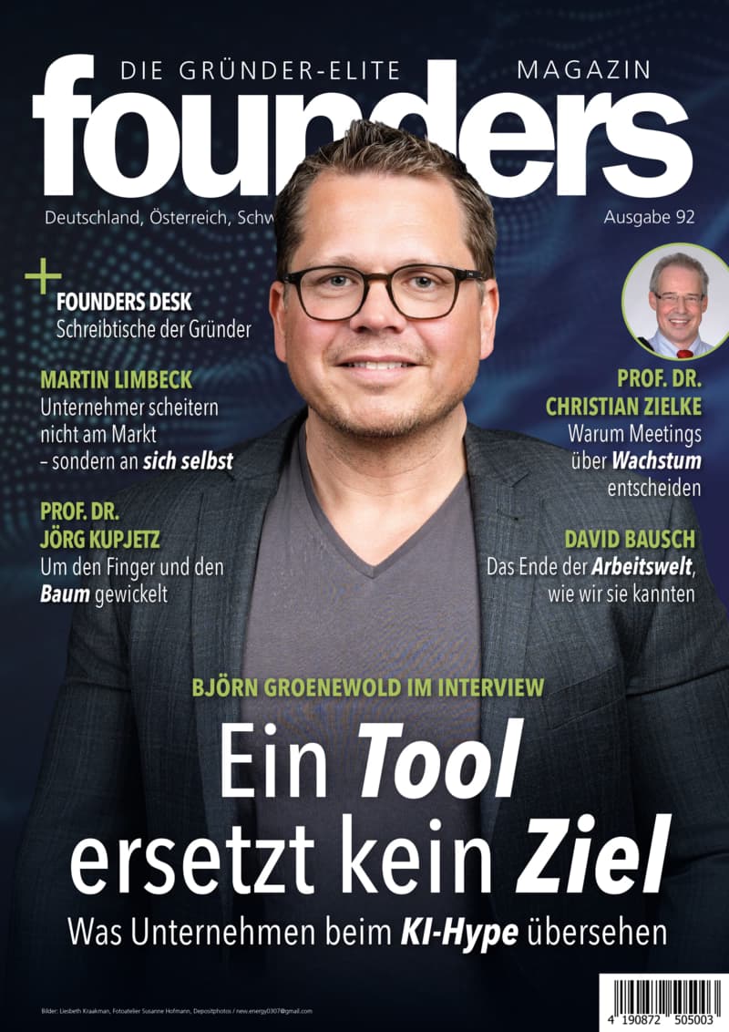 founders Magazin Ausgabe 92 – Cover mit Björn Groenewold: Ein Tool ersetzt kein Ziel