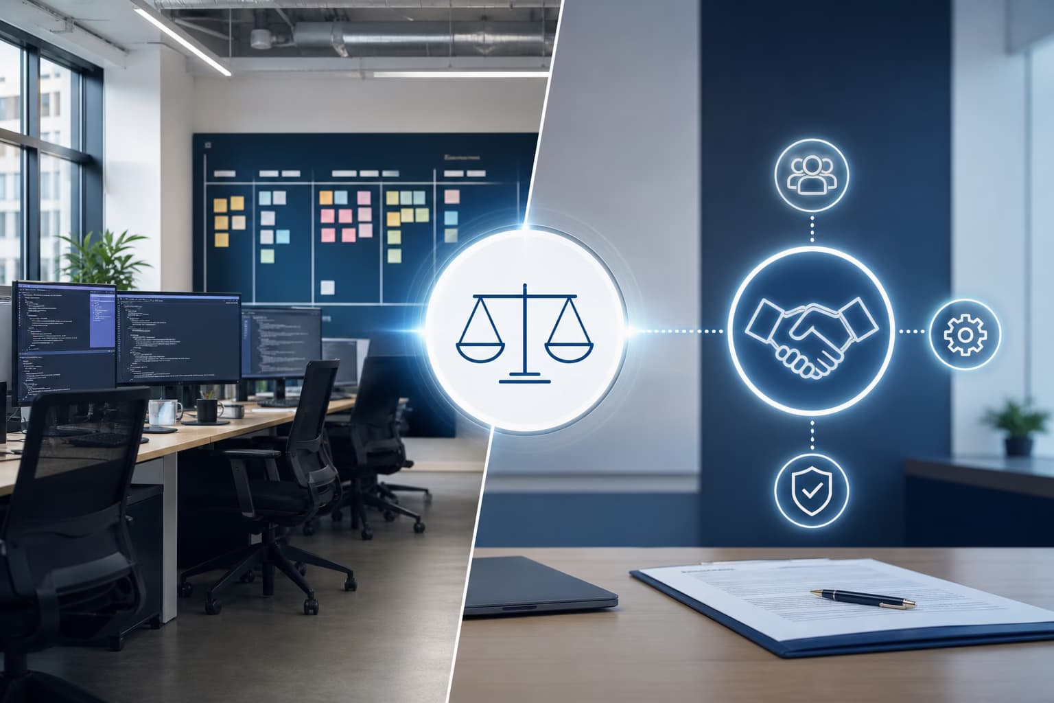Inhouse vs. Agentur – Gegenüberstellung von internem Entwicklerteam und externer Softwareagentur mit Vor- und Nachteilen