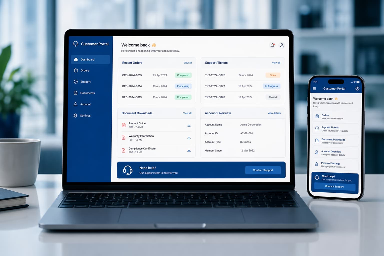 Kundenportal-Entwicklung – Self-Service-Portal mit Dashboard, Belegen, Tickets und sicherer Authentifizierung Kundenportal-Entwicklung – Self-Service-Portal mit Dashboard, Belegen, Tickets und sicherer Authentifizierung
