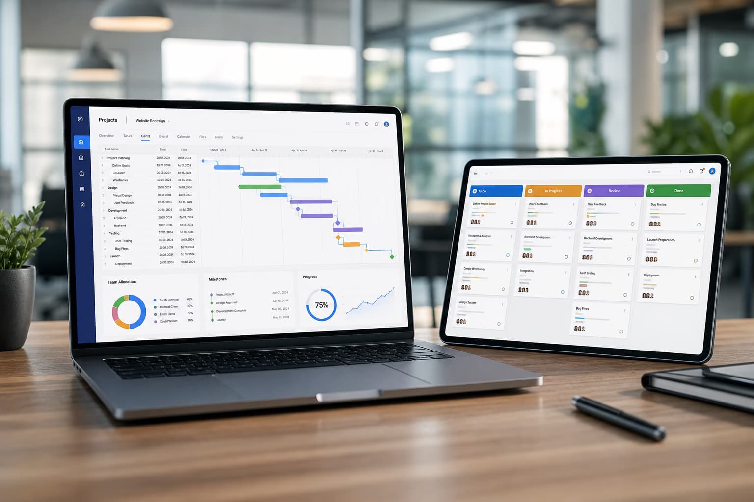 Projektmanagement-Software – Kanban-Board, Gantt-Chart, Ressourcenplanung und Team-Kollaboration Projektmanagement-Software – Kanban-Board, Gantt-Chart, Ressourcenplanung und Team-Kollaboration