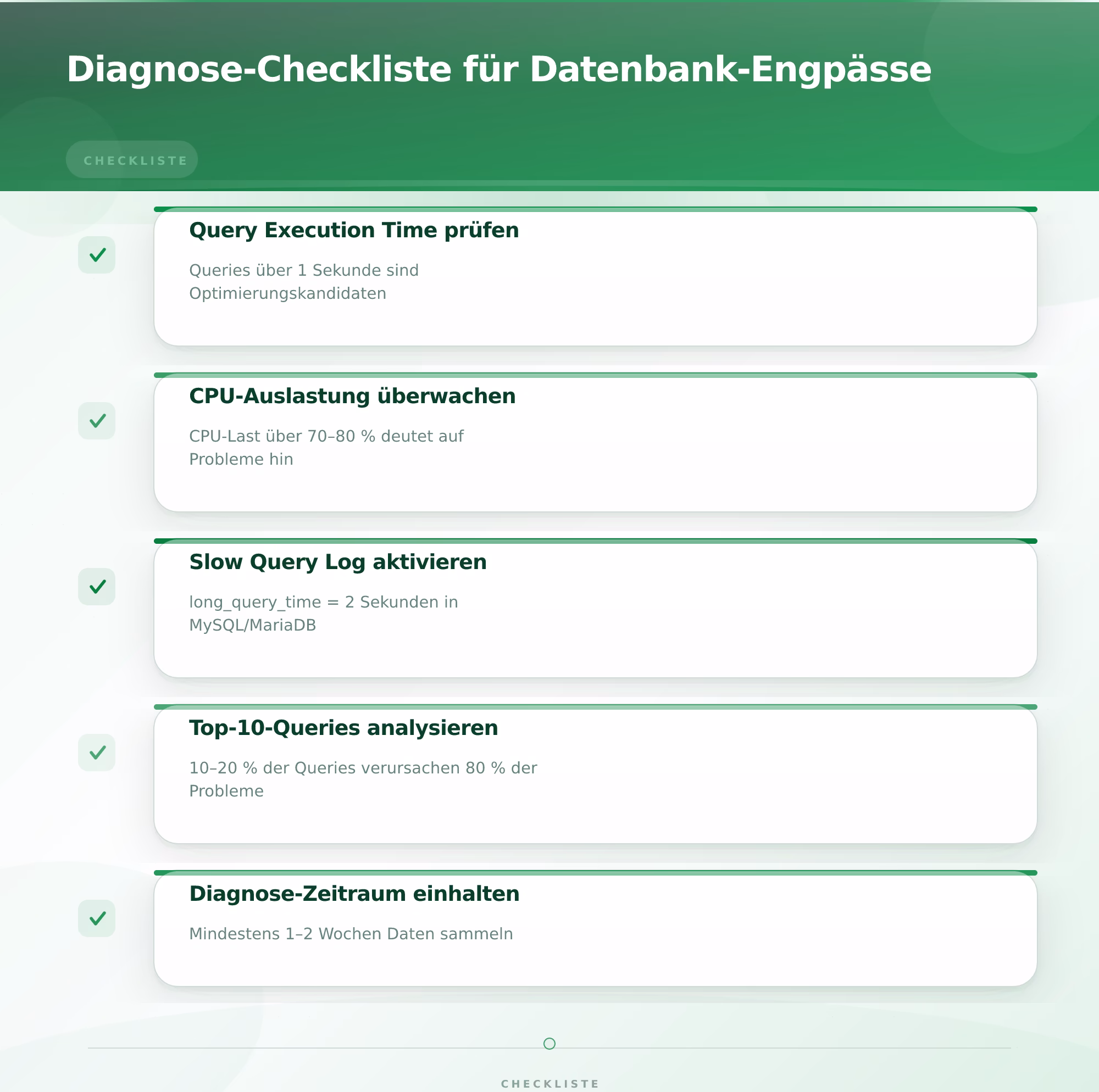 Diagnose-Checkliste für Datenbank-Engpässe – Datenbank Optimierung Performance verbessern