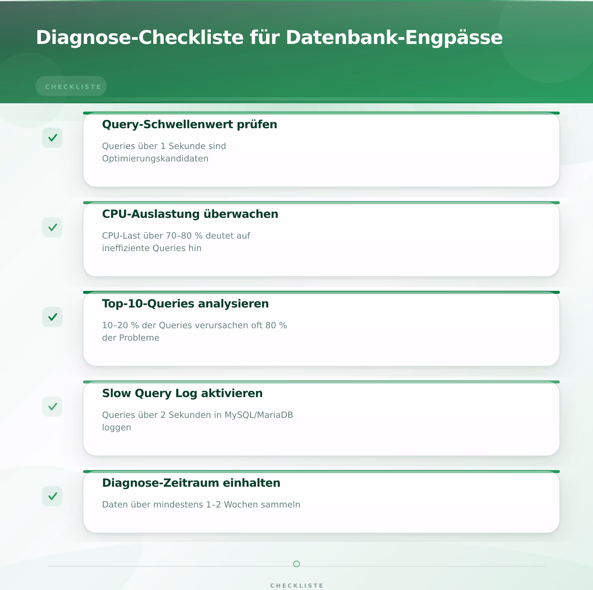 Diagnose-Checkliste für Datenbank-Engpässe – Datenbank Optimierung Performance verbessern
