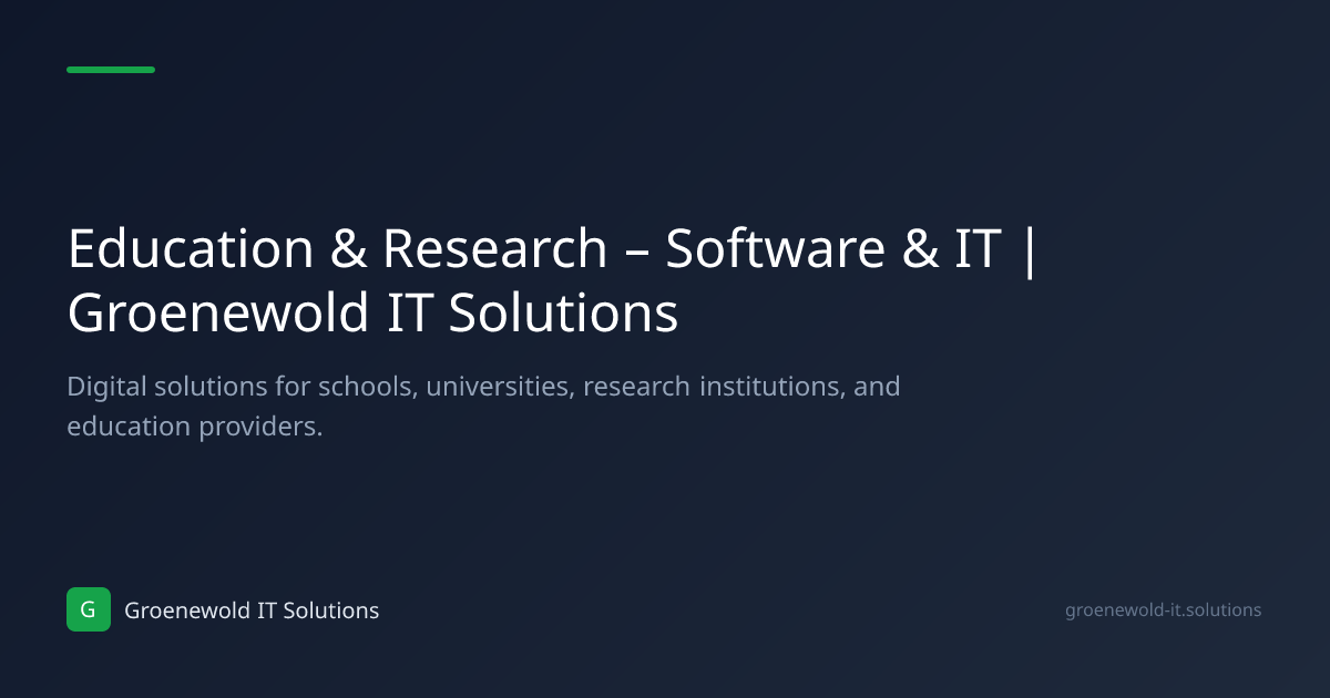 Education & Research – Software & IT | Groenewold IT Solutions