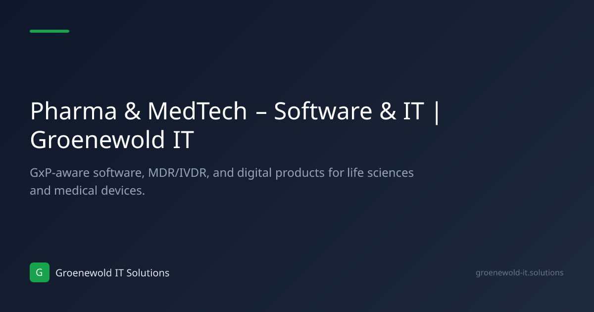 Pharma & MedTech – Software & IT | Groenewold IT