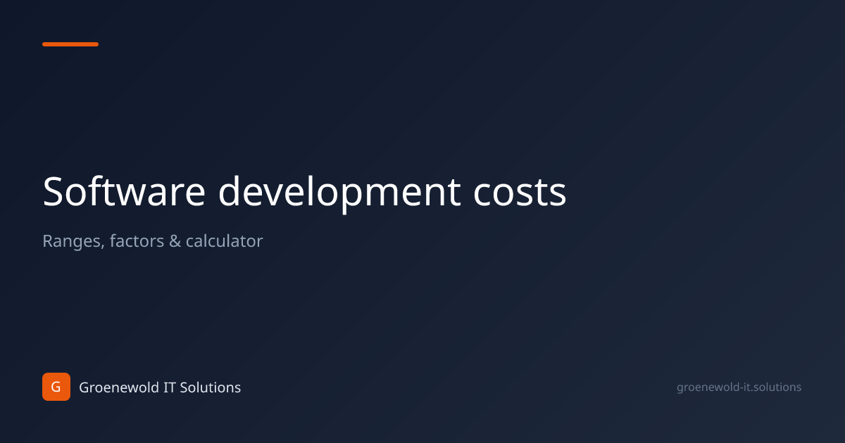 Software development costs & budget planning 2026 | Groenewold IT Solutions