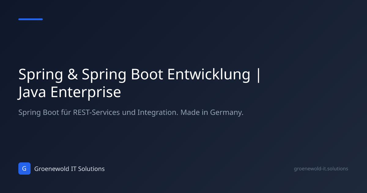 Spring Boot Entwicklung für Java Backends | Groenewold IT