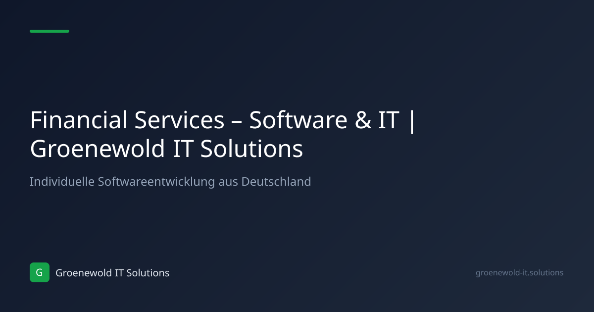Financial Services – Software & IT | Groenewold IT Solutions